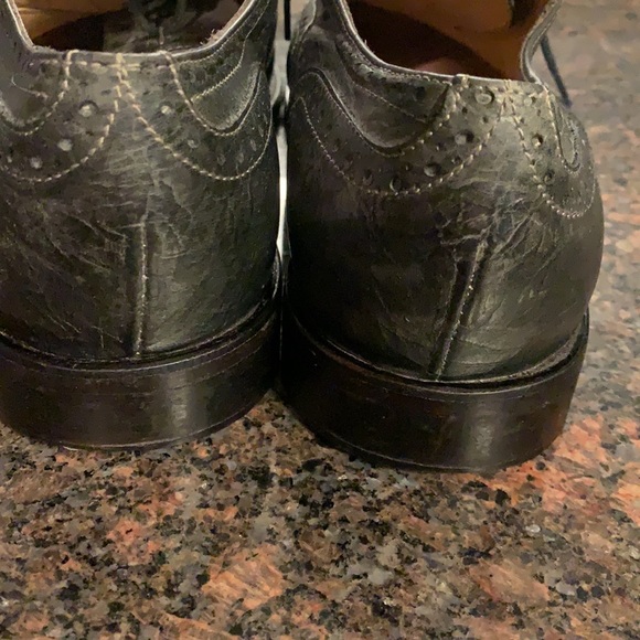 Gordon Rush Distressed Gray Leather Oxfords. - Picture 6 of 11